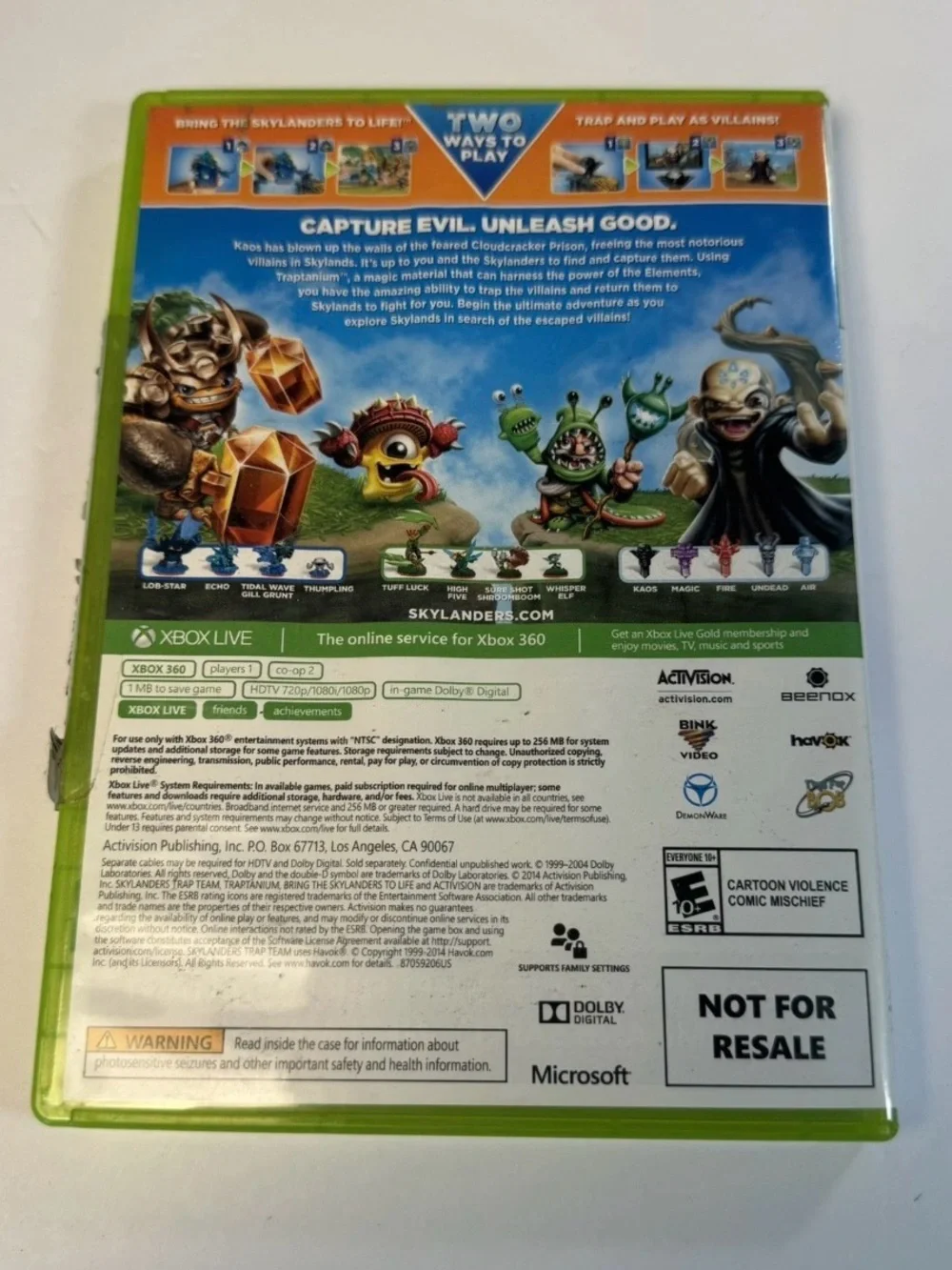 Skylanders Trap Team Xbox 360 Video Game Activision Tested Working